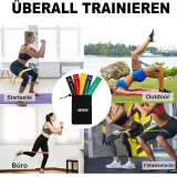 5 Pack PUPRLE Fitness Bands Set Printed with Exercises in German