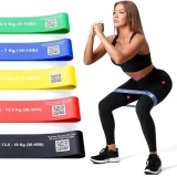 5 Pack PUPRLE Fitness Bands Set Printed with Exercises in German