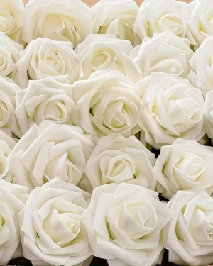 Ultra-Realistic White Artificial Roses with Stem