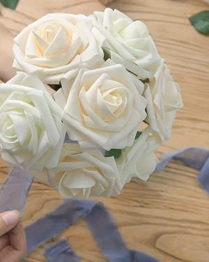 Ultra-Realistic White Artificial Roses with Stem