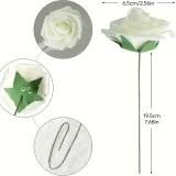 Ultra-Realistic White Artificial Roses with Stem