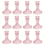 Pink Crystal Taper Candle Holders