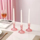 Pink Crystal Taper Candle Holders