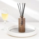 6 Pack Small Diamond Style Amber Vases