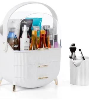 White Makeup Storage Organiser with Brush Jar