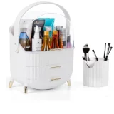 White Makeup Storage Organiser with Brush Jar