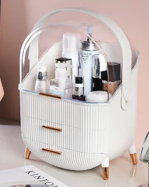 White Makeup Storage Organiser with Brush Jar