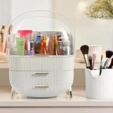 White Makeup Storage Organiser with Brush Jar