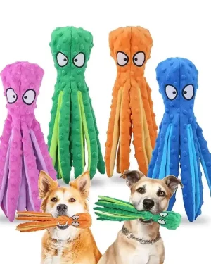 Octopus Shaped Dog Squeak Toy