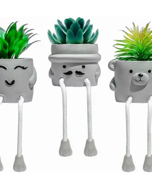 set of 3 Artificial potted plants with hanging legs