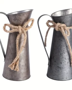 Rustic Galvanized Metal Vases